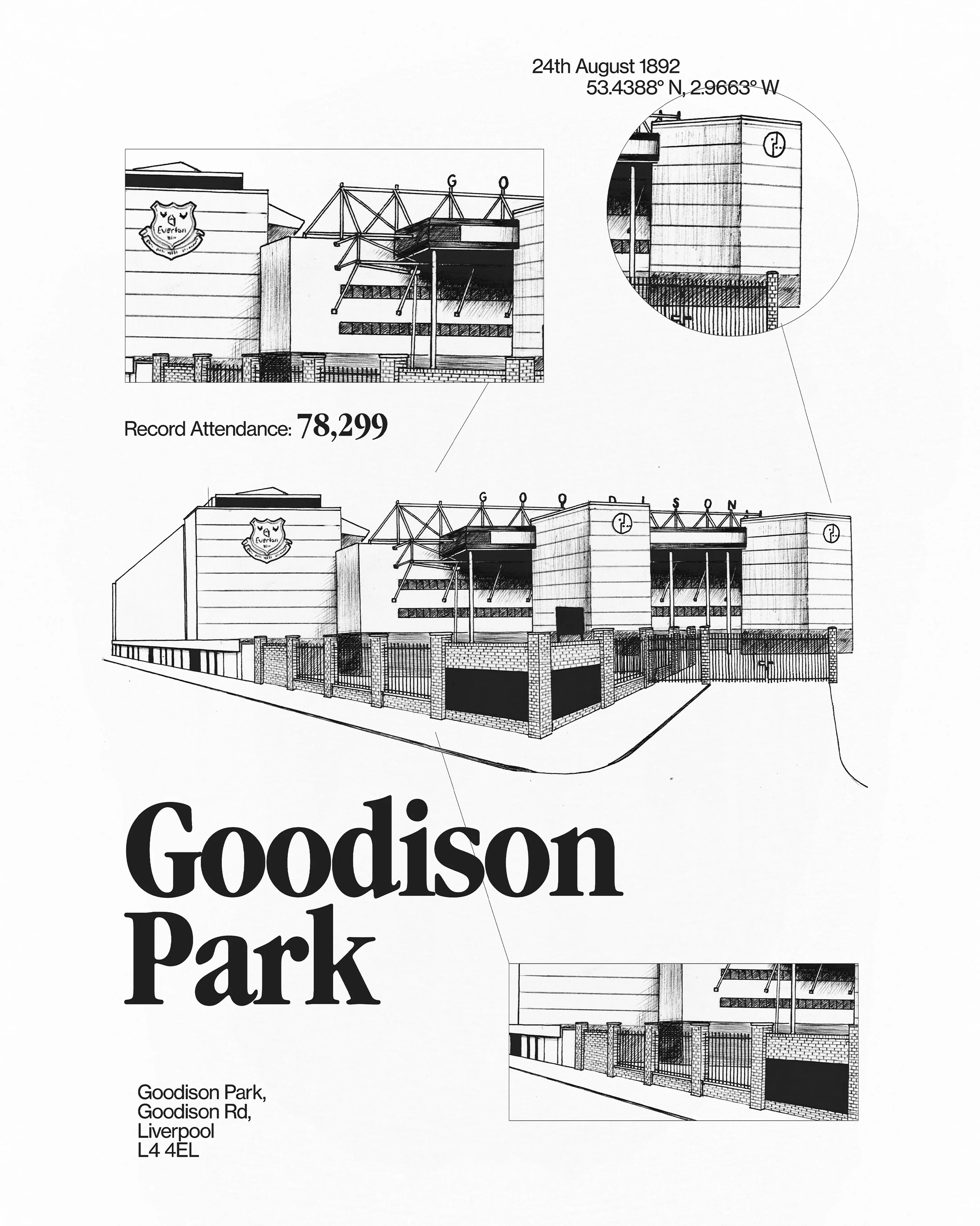 Everton Goodison Park Blueprint Tee - Image 2