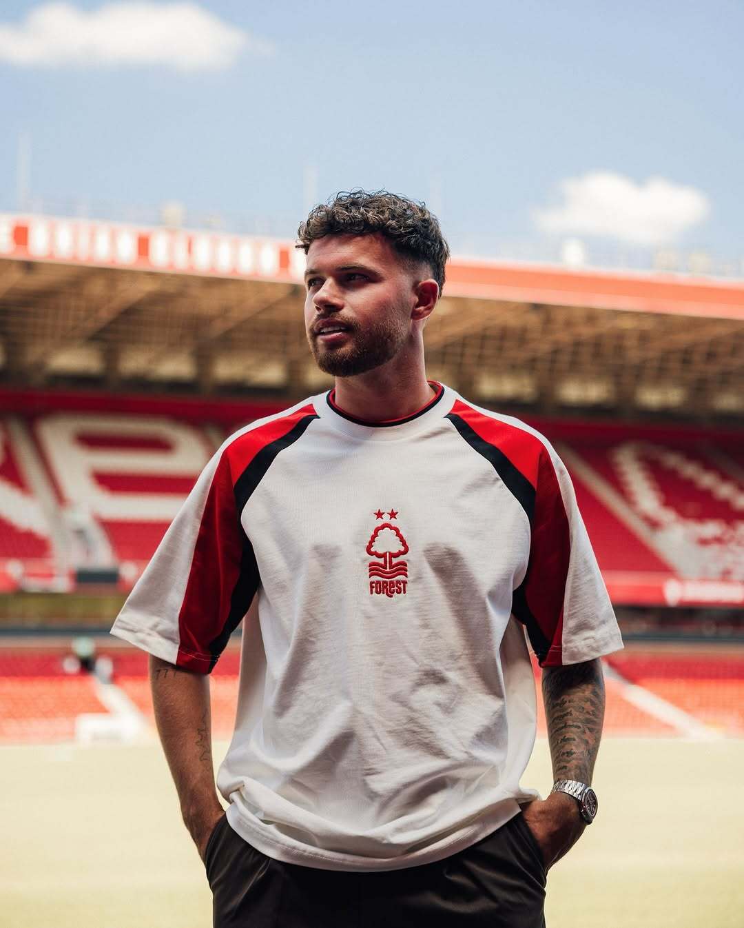 Forest 90s Oversized Panelled White Tee - Image 2