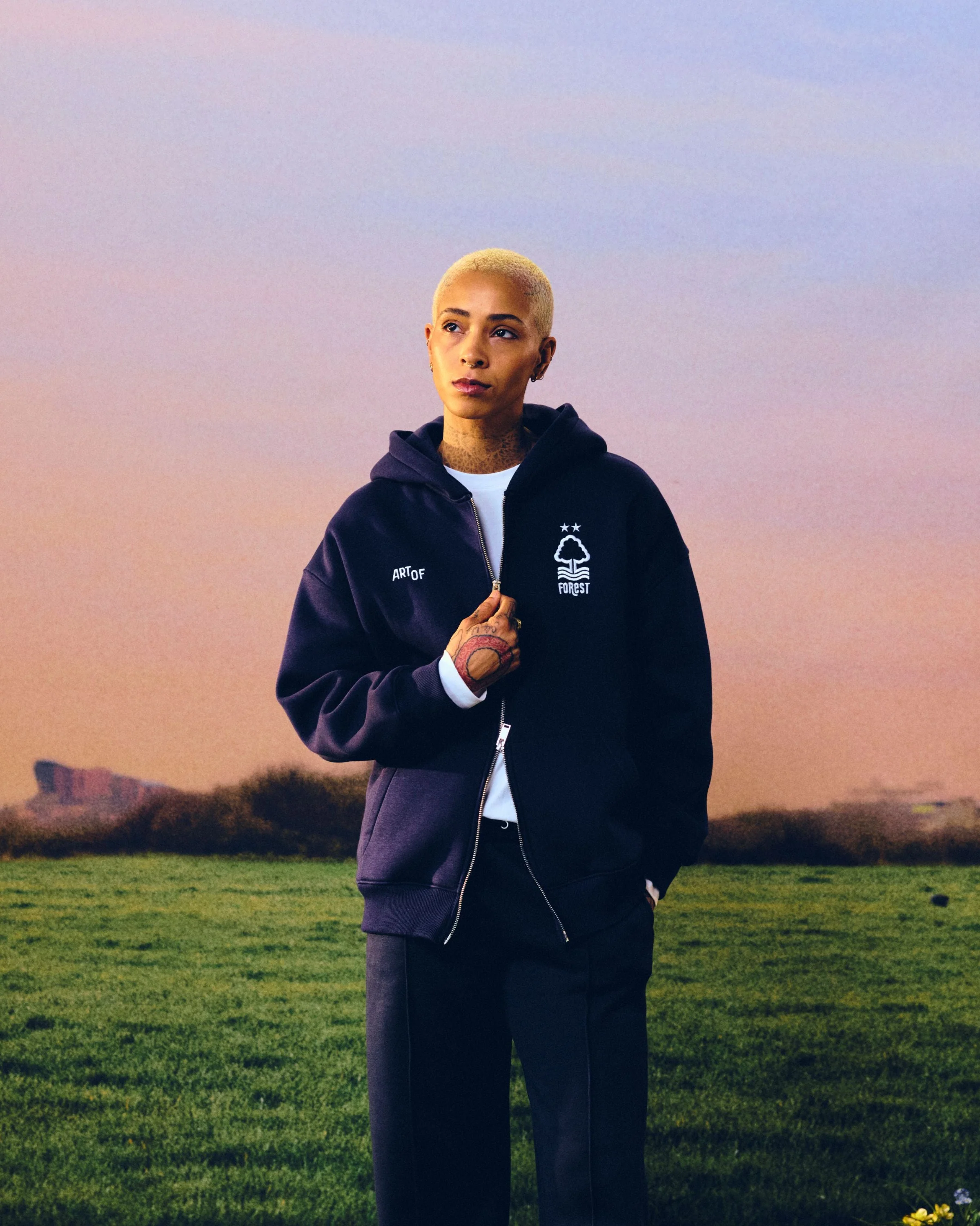 Forest Debossed Zip Through Hoodie - Image 4