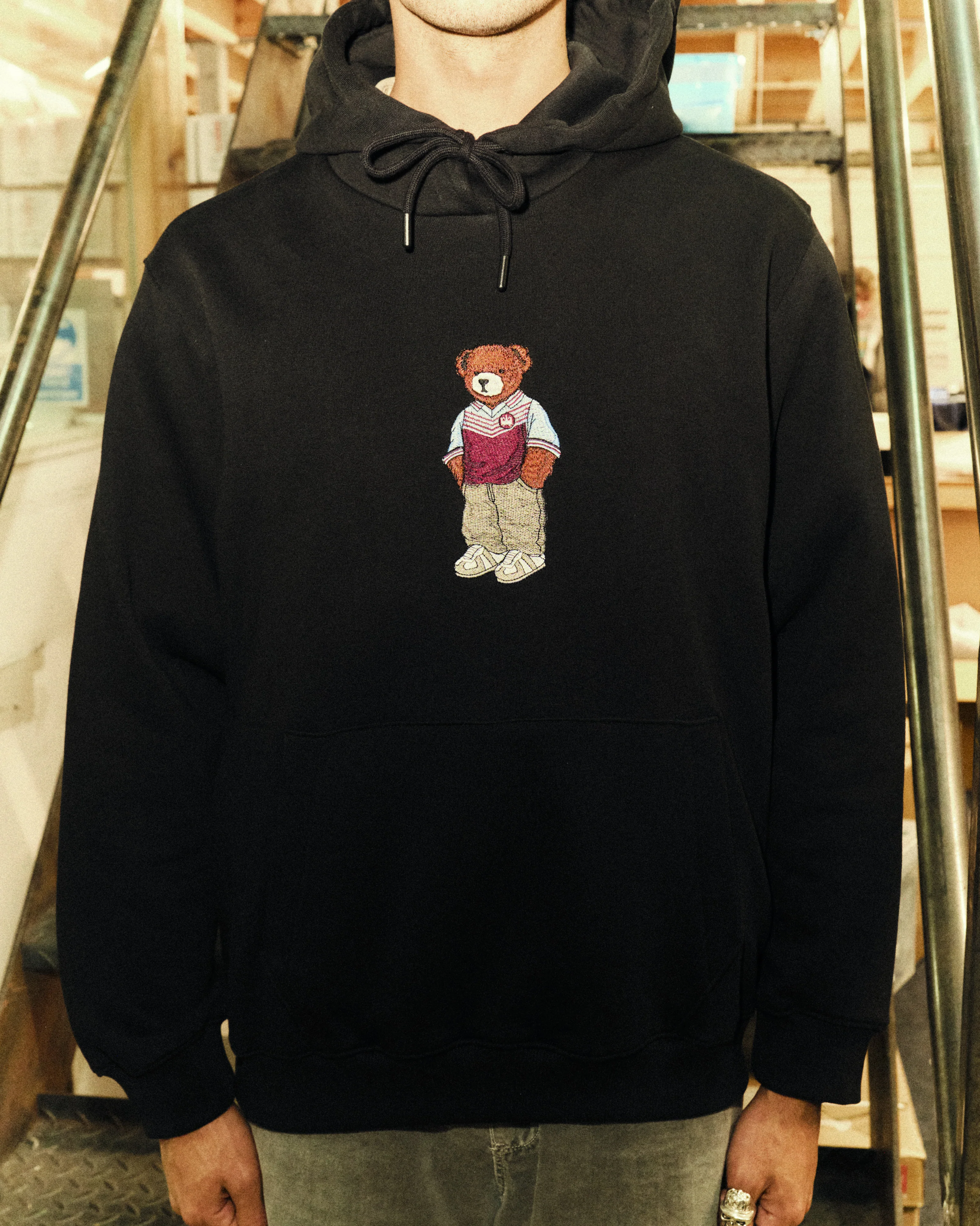 West Ham Embroidered Pickles Black Hoodie - Image 4